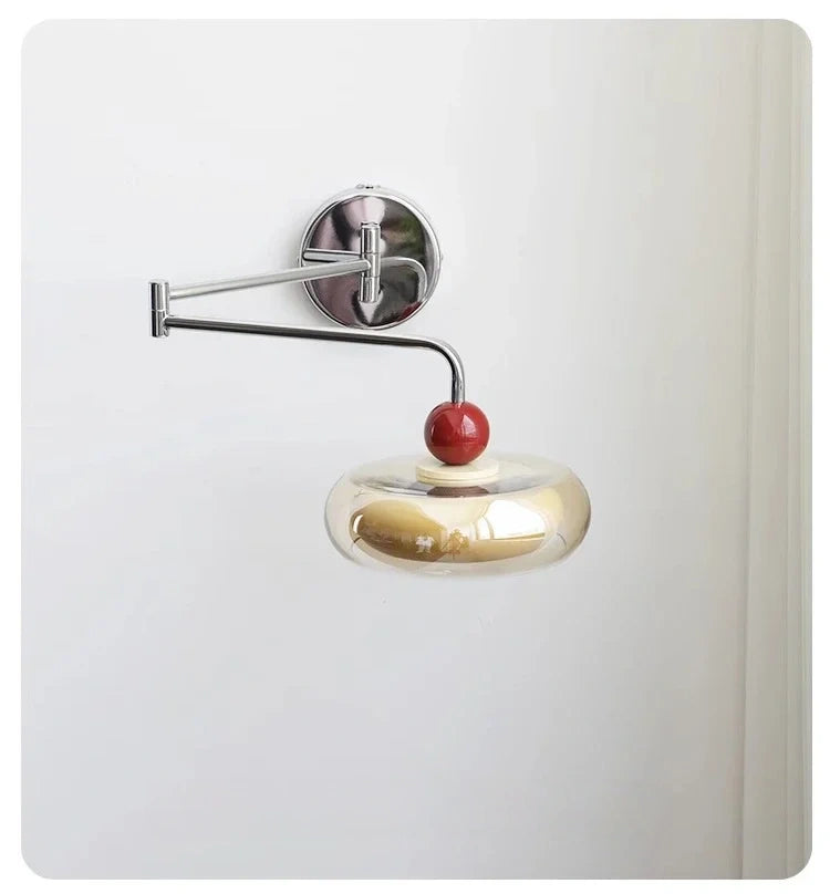 Marcella Amber Glass Adjustable Swing Arm Wall Sconce
