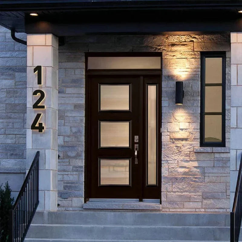 Modern Residential LED House Number Light, Outdoor & Waterproof