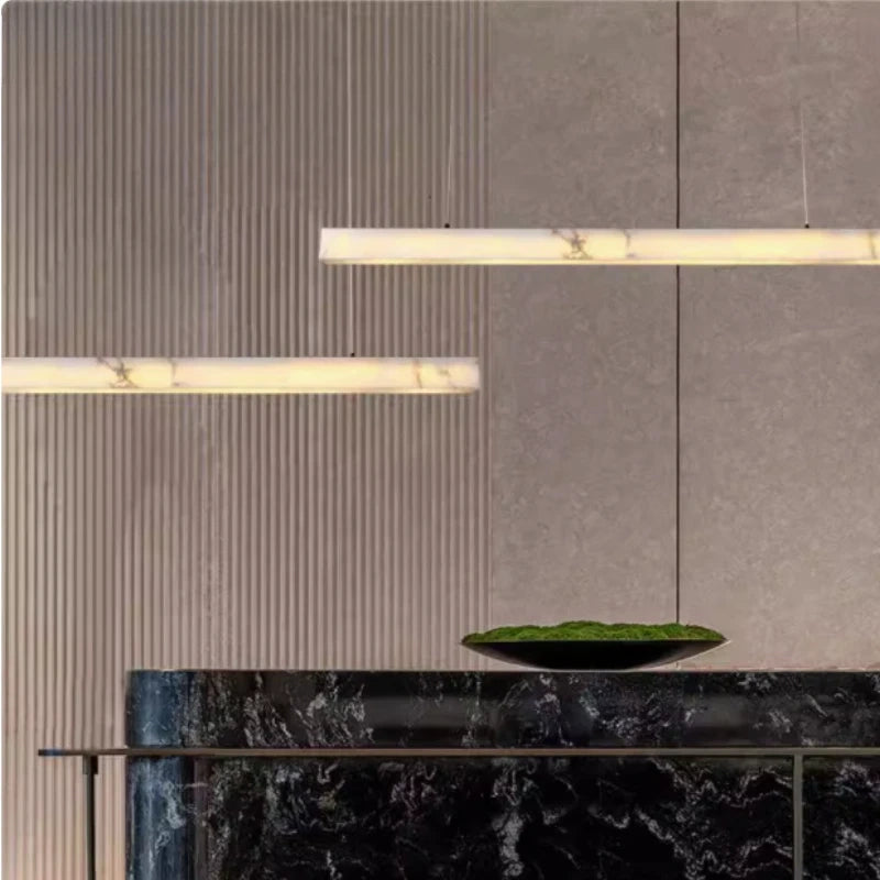 Minimalist Linear Alabaster LED Chandelier