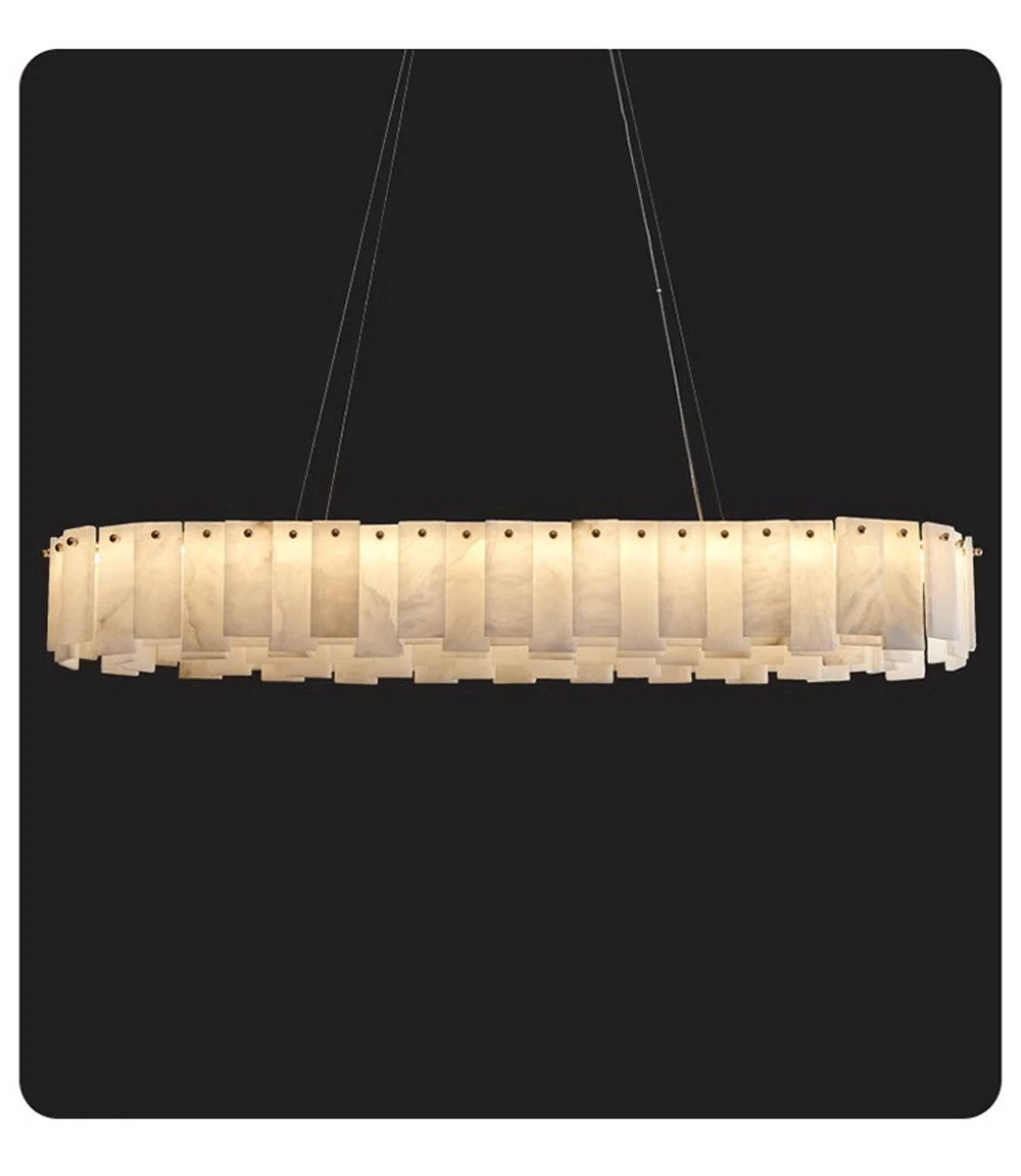 Mallory Multi-Tier Panels Alabaster Chandelier, Oval