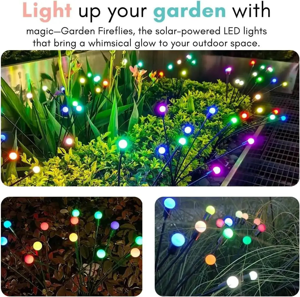 Solar Firefly Garden Lights – Outdoor Waterproof LED Pathway Decor (10 Bulbs per Stem)