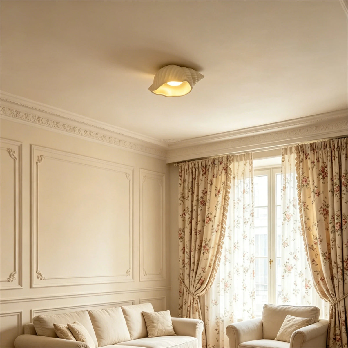 Nerissa Ceramic Conch Shell Ceiling Light