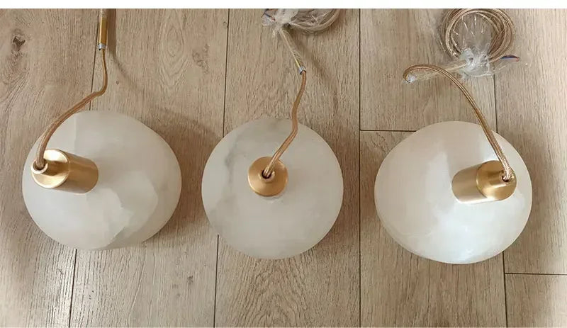 Modern Alabaster Pendant Light with Copper, Interior Lighting