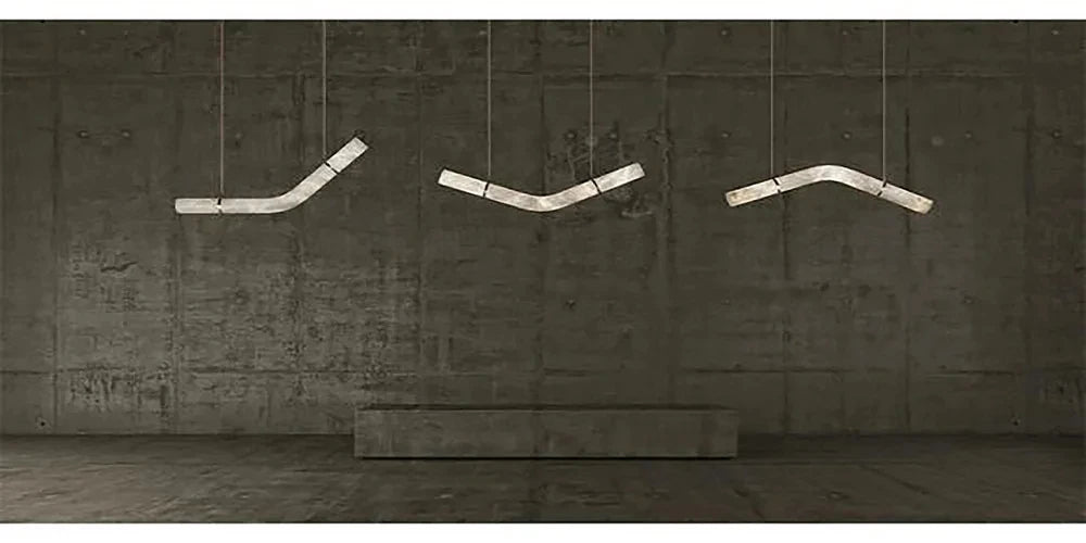 Irregular Alabaster Linear Tube Pendant Light, Minimalist
