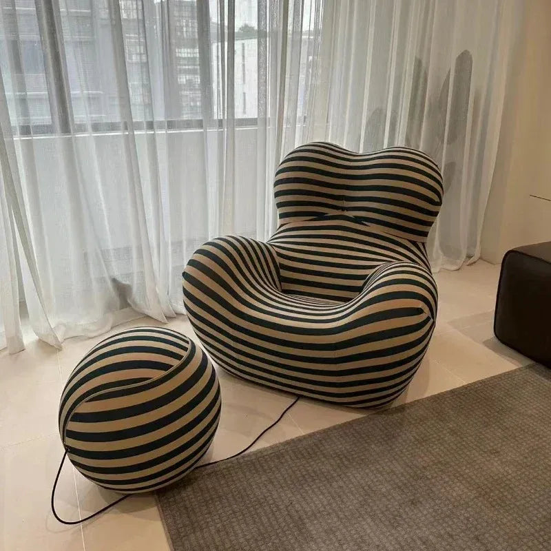 Bauhaus Striped Bean Sofa with Ottoman