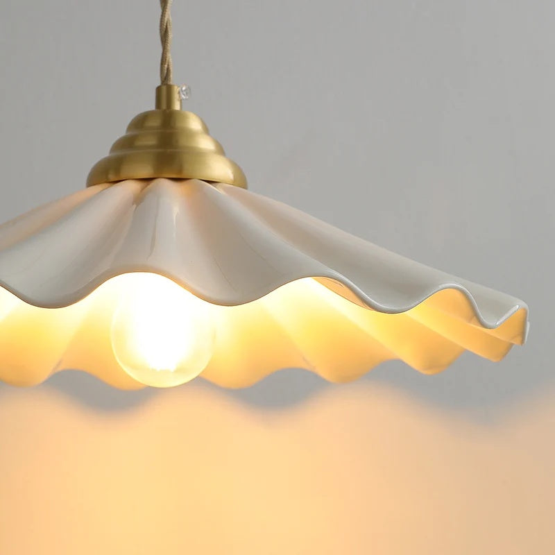 Lucie Pleated Ceramic Pendant Light