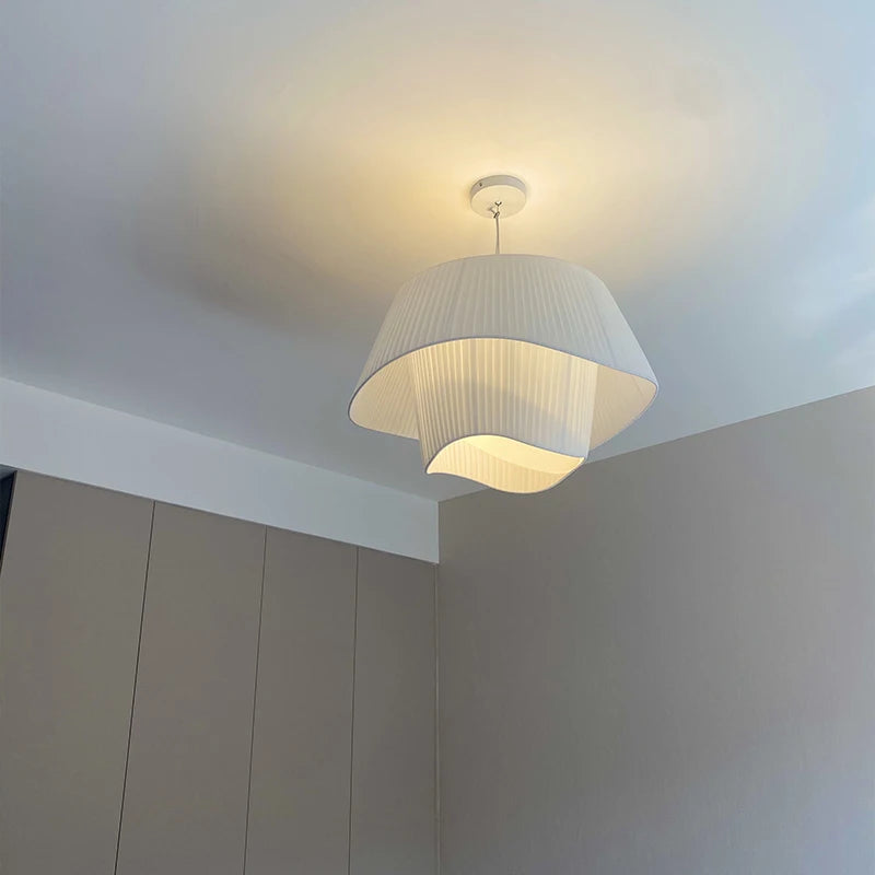 Double-Layer Pleated Fabric Pendant Light