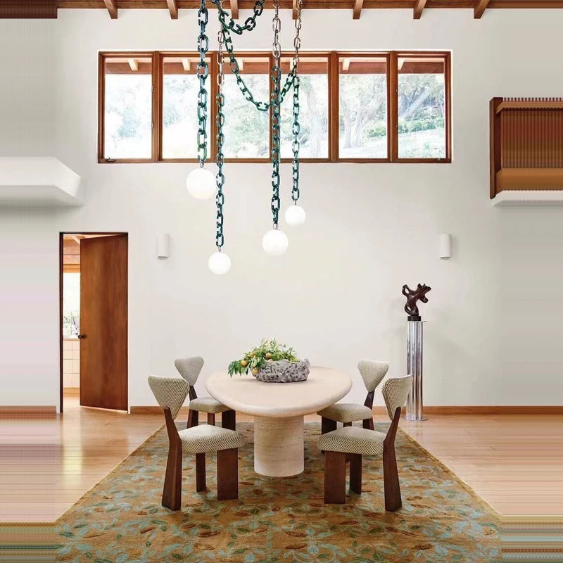 Hanging Chain Pendant Light with Globe