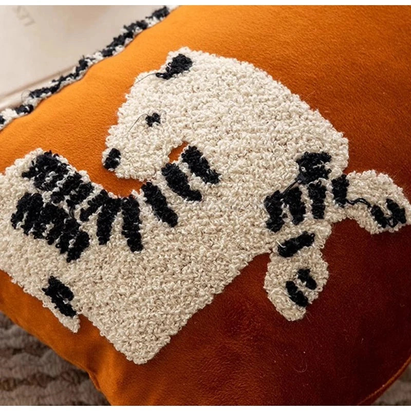 Boho Tufted Animal Lumbar Pillow Case With Tassels