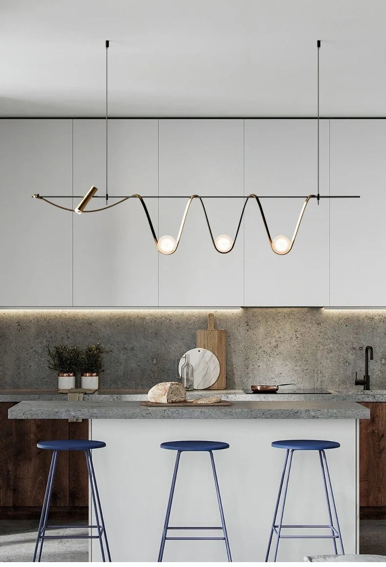 Aurelio Sculptural Wave Linear Chandelier