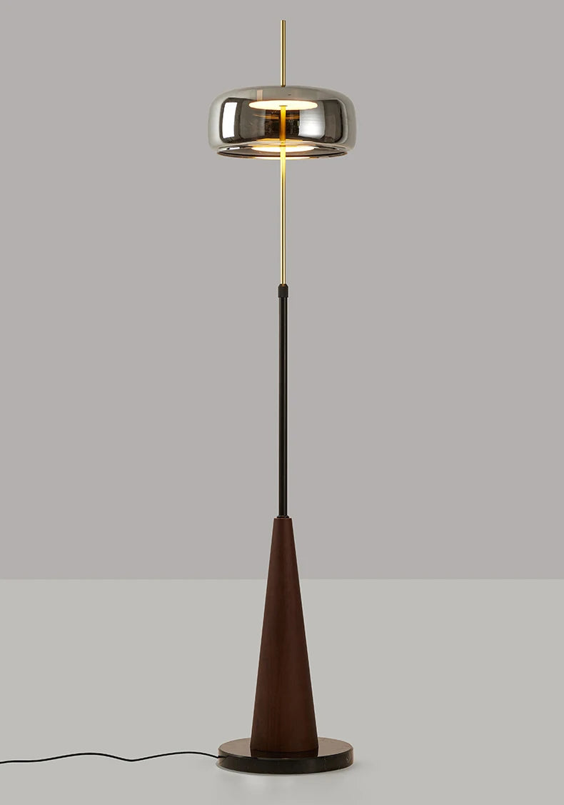 Mallory Glass Floor Lamp, Smoky Gray
