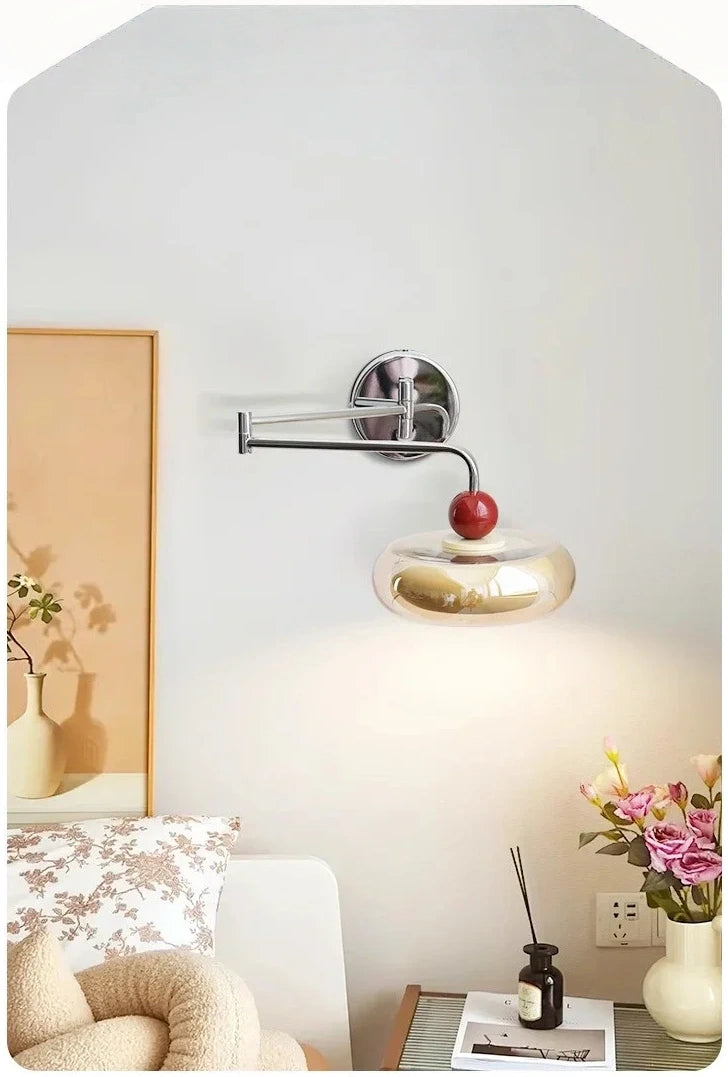 Marcella Amber Glass Adjustable Swing Arm Wall Sconce