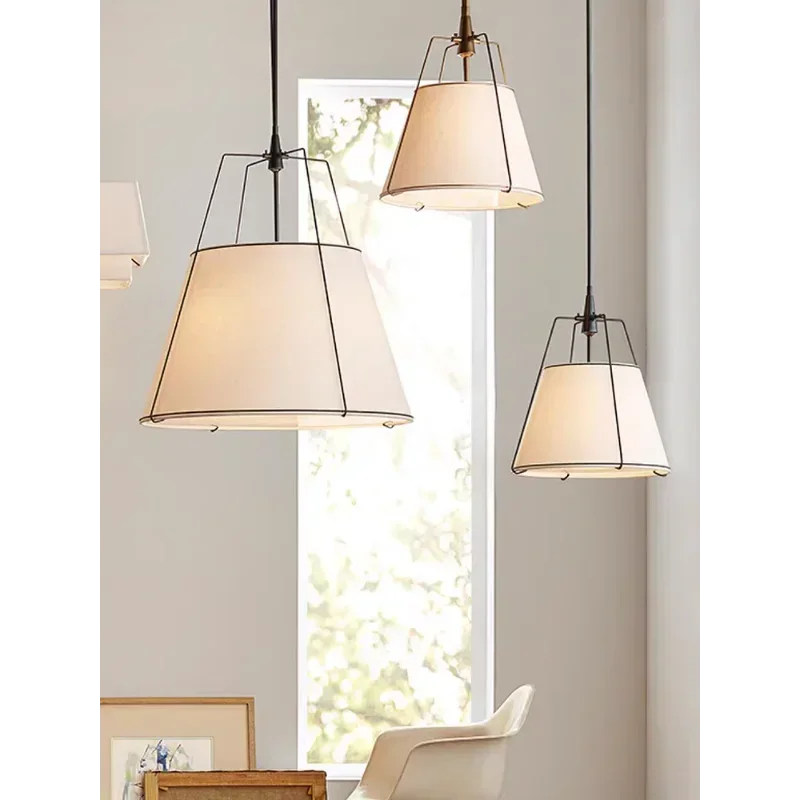 White Drum Cloth Pendant Light