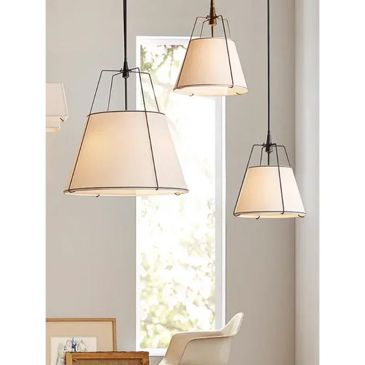 White Drum Cloth Pendant Light