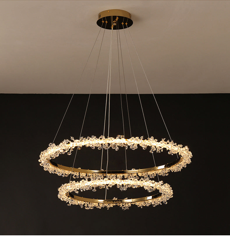Starveil Crystal Pebbles Ring LED Chandelier