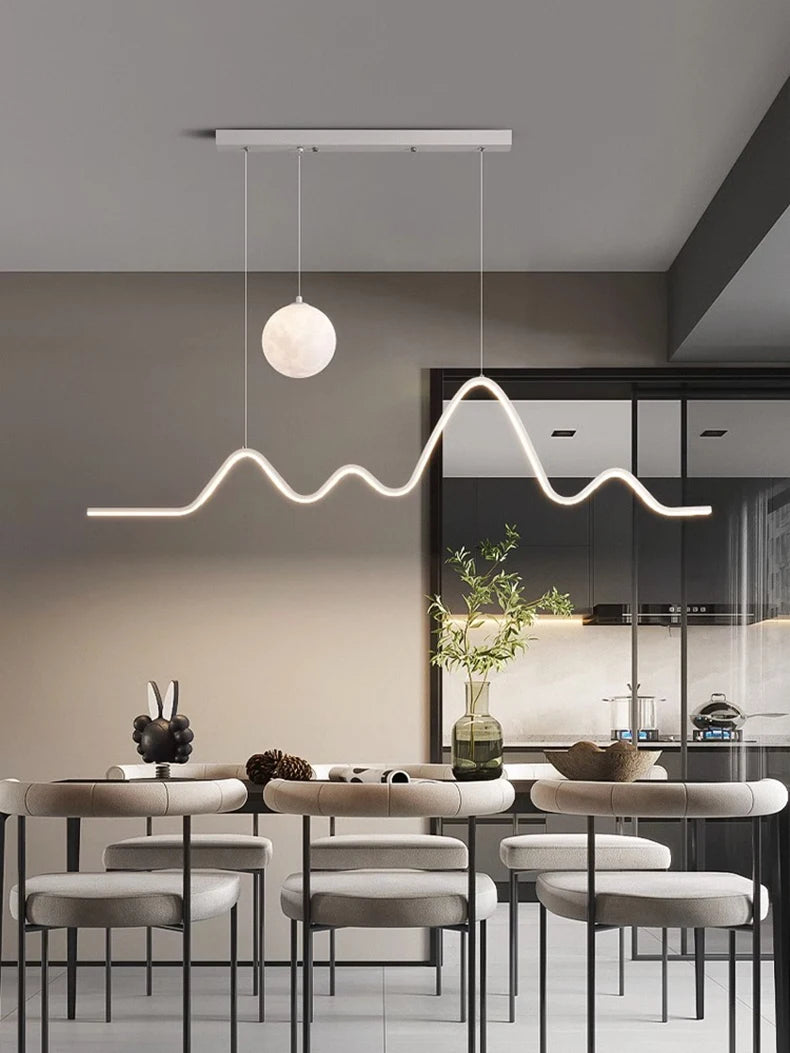Forma Minimalist Arc LED Pendant Light with One Globe