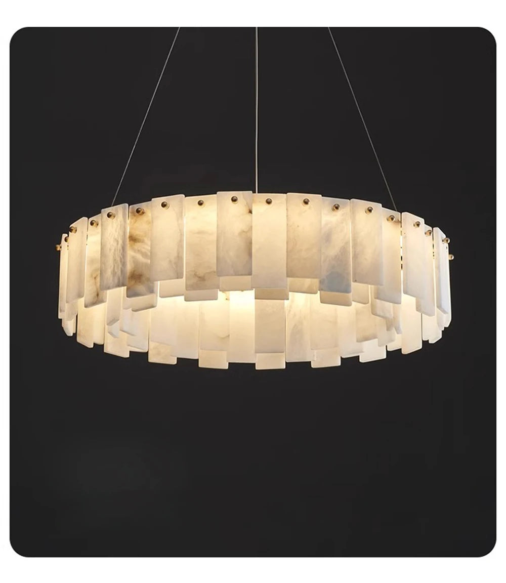 Mallory Multi-Tier Panels Alabaster Chandelier