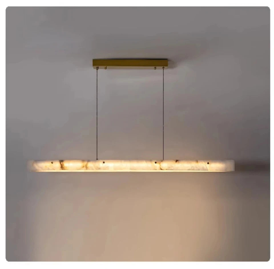 Luxury Alabaster Linear LED Pendant Light, Minimalist