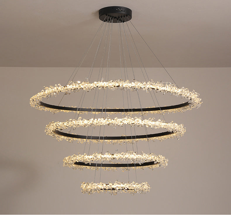 Starveil Crystal Pebbles Ring LED Chandelier