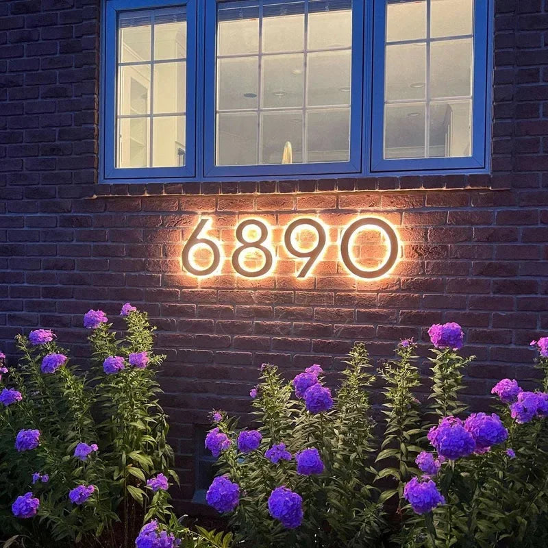 Modern Residential LED House Number Light, Outdoor & Waterproof