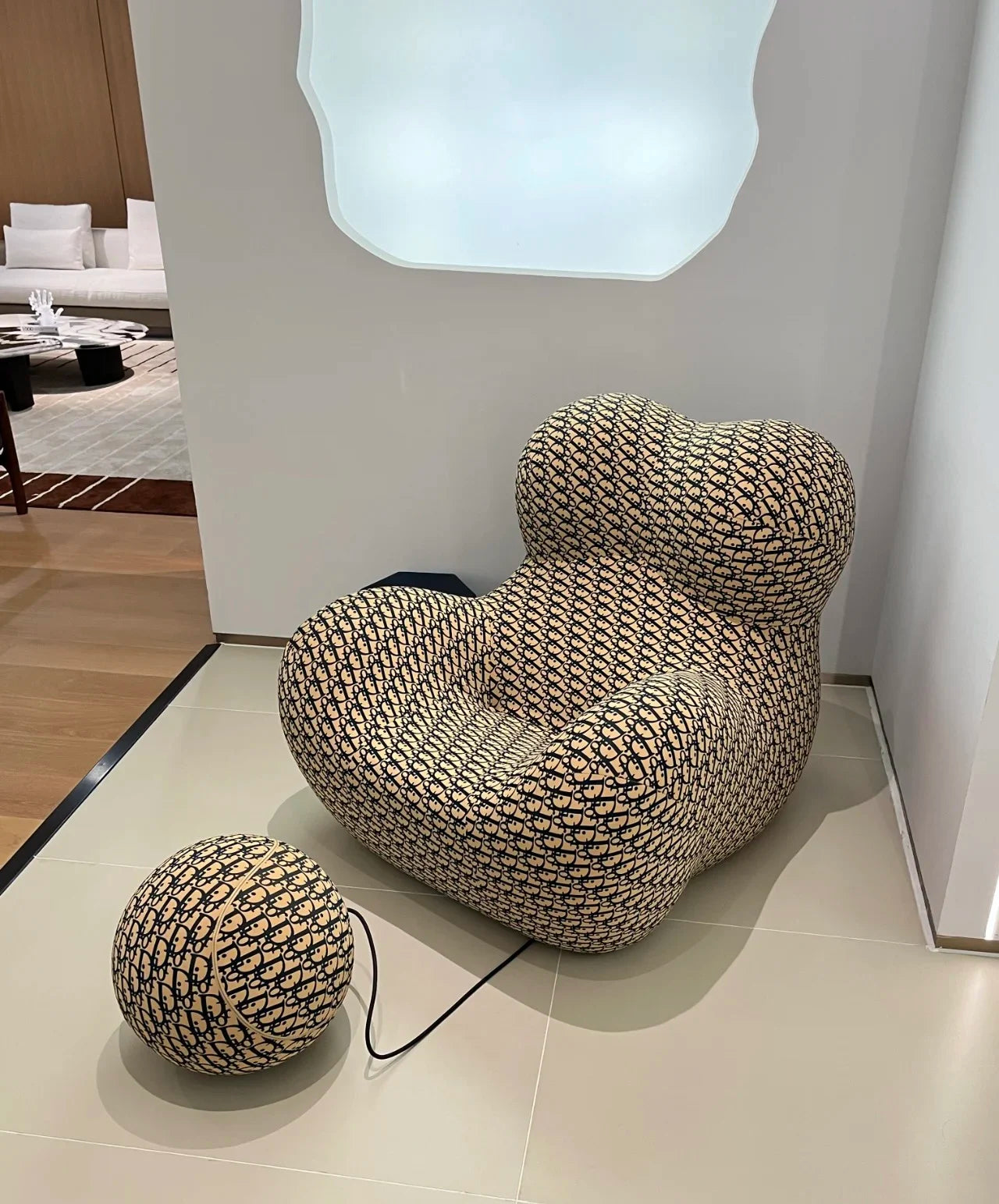 Bauhaus Striped Bean Sofa with Ottoman