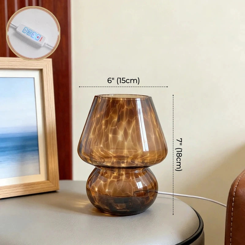 Brown Tortoise Glass Mushroom Table Lamp
