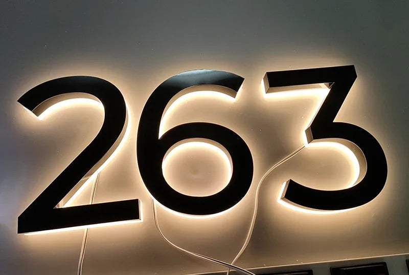 Modern Residential LED House Number Light, Outdoor & Waterproof