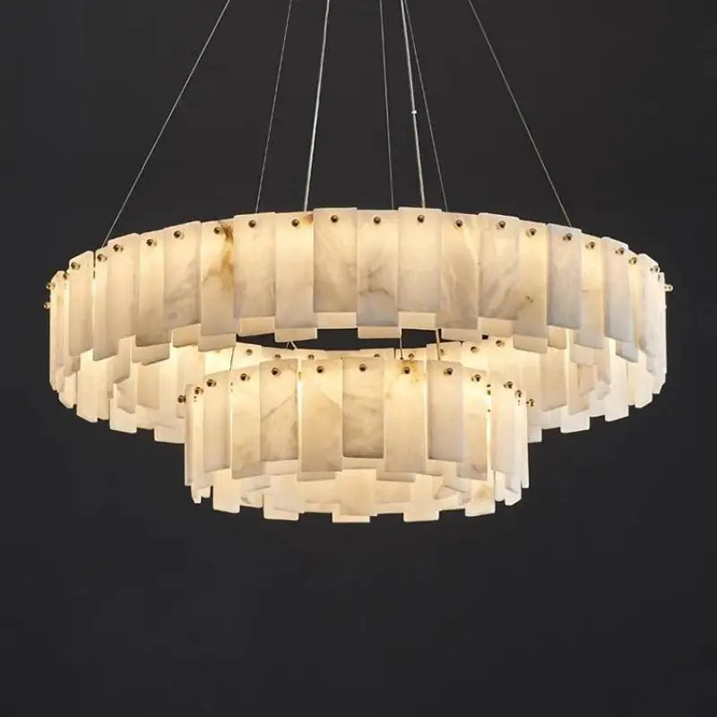 Mallory Multi-Tier Panels Alabaster Chandelier