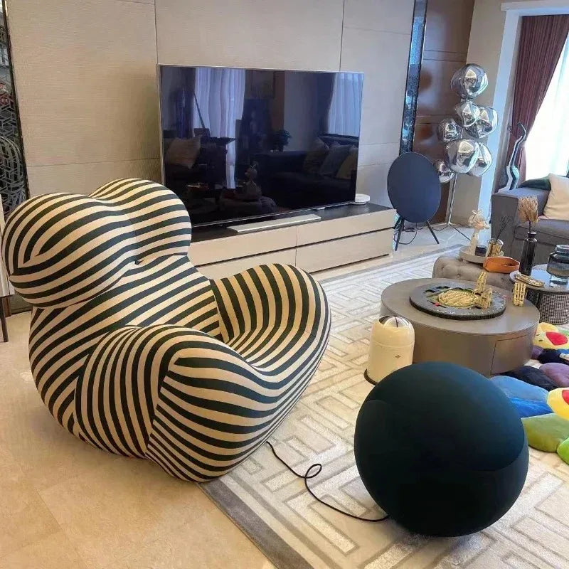 Bauhaus Striped Bean Sofa with Ottoman