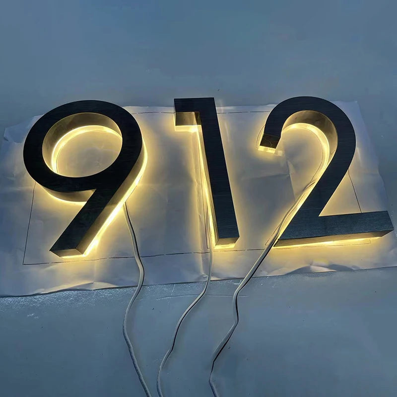 Modern Residential LED House Number Light, Outdoor & Waterproof