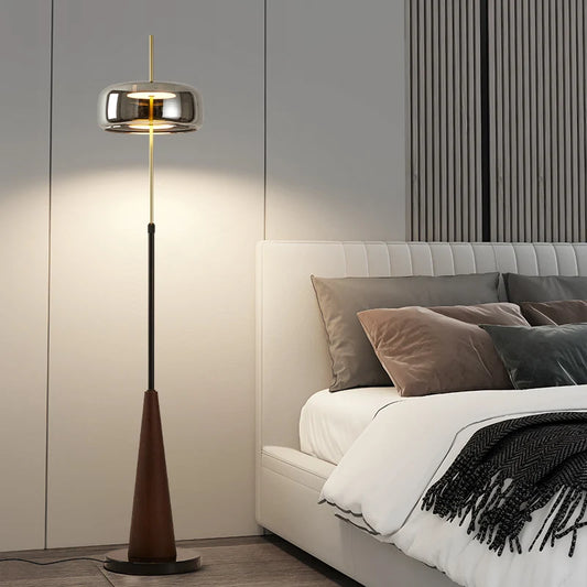 Mallory Glass Floor Lamp, Smoky Gray