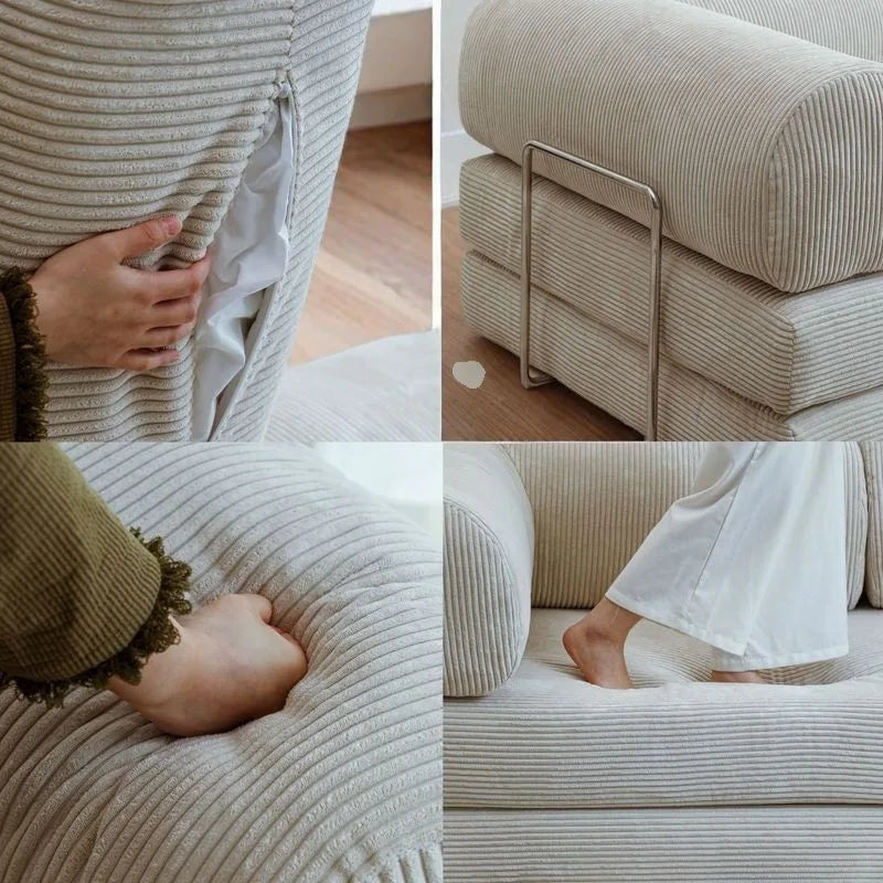 Foldable Corduroy Sofa Bed – Modern Minimalist Living Room Seating for Small Spaces