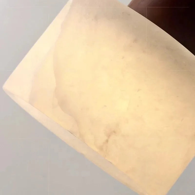 Wabi-Sabi Walnut Alabaster Pendant Light for Bedroom