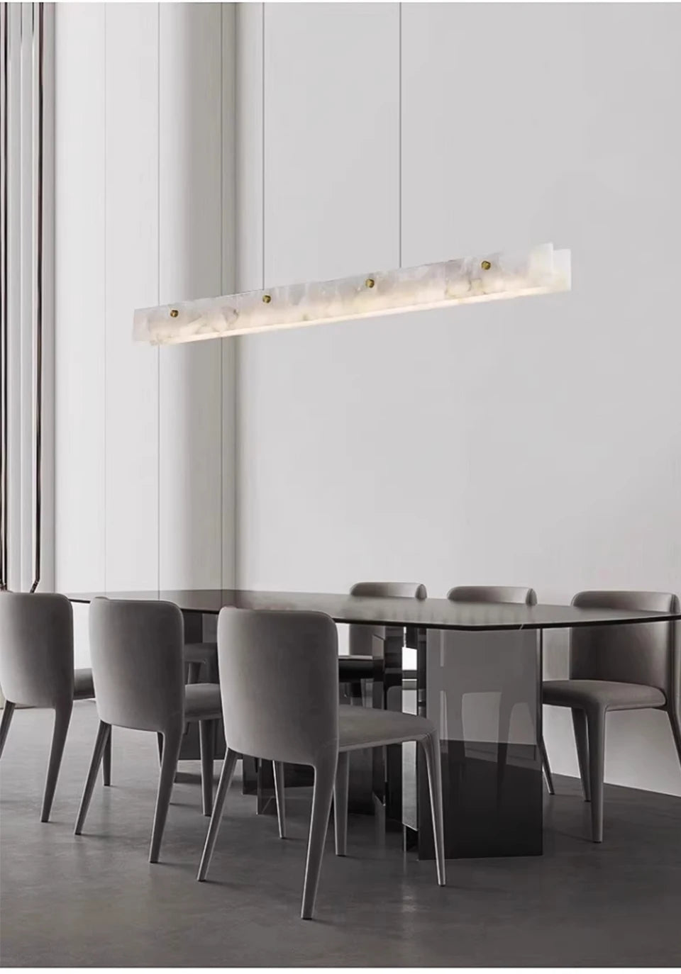 Luxury Alabaster Linear LED Pendant Light, Minimalist