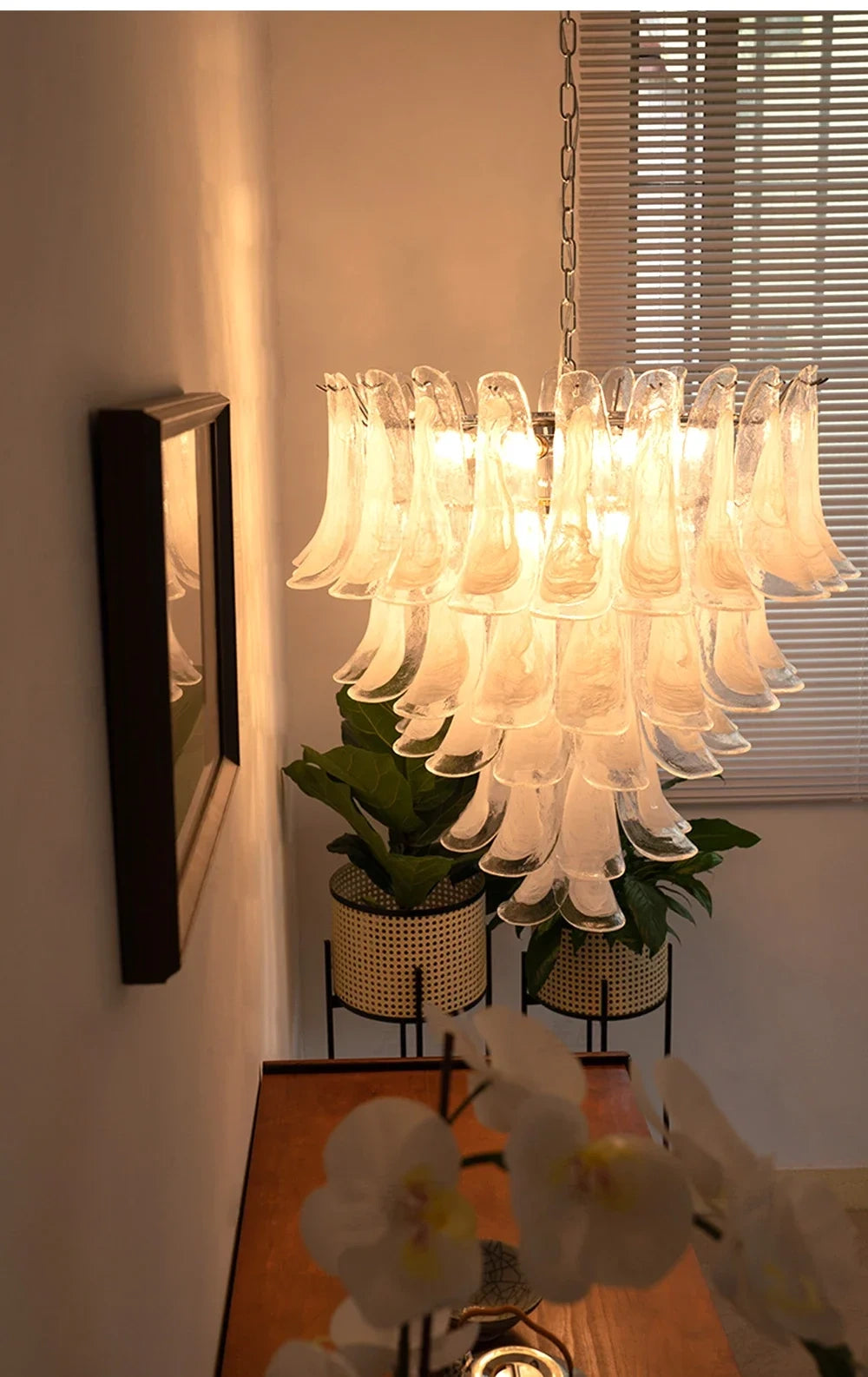 Alessia White Jade Glass Branch Chandelier