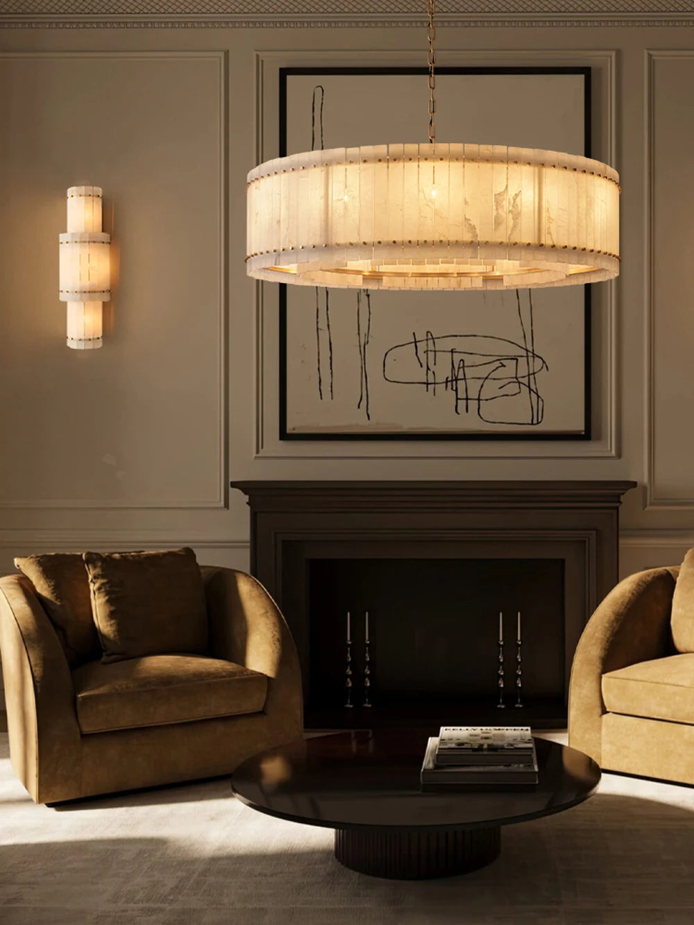 Mallory Alabaster Wall Sconce, Dimmable