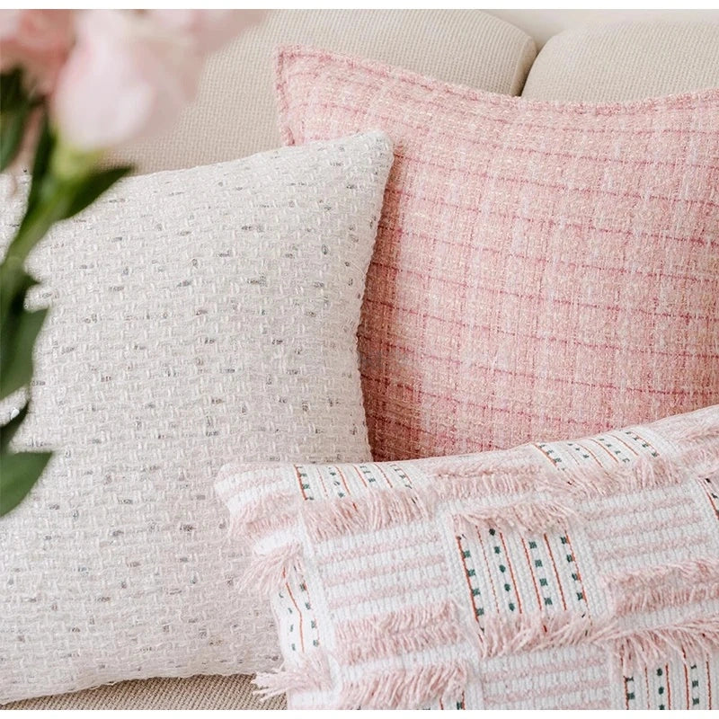 Pink Patchwork Pillow Case Modern Luxury Decorative Cushion