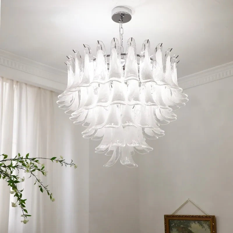 Alessia White Jade Glass Branch Chandelier