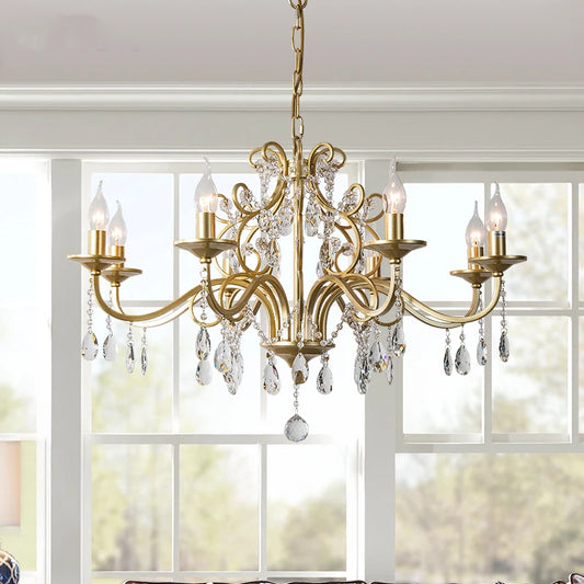 American Candle Crystal Chandelier, Gold