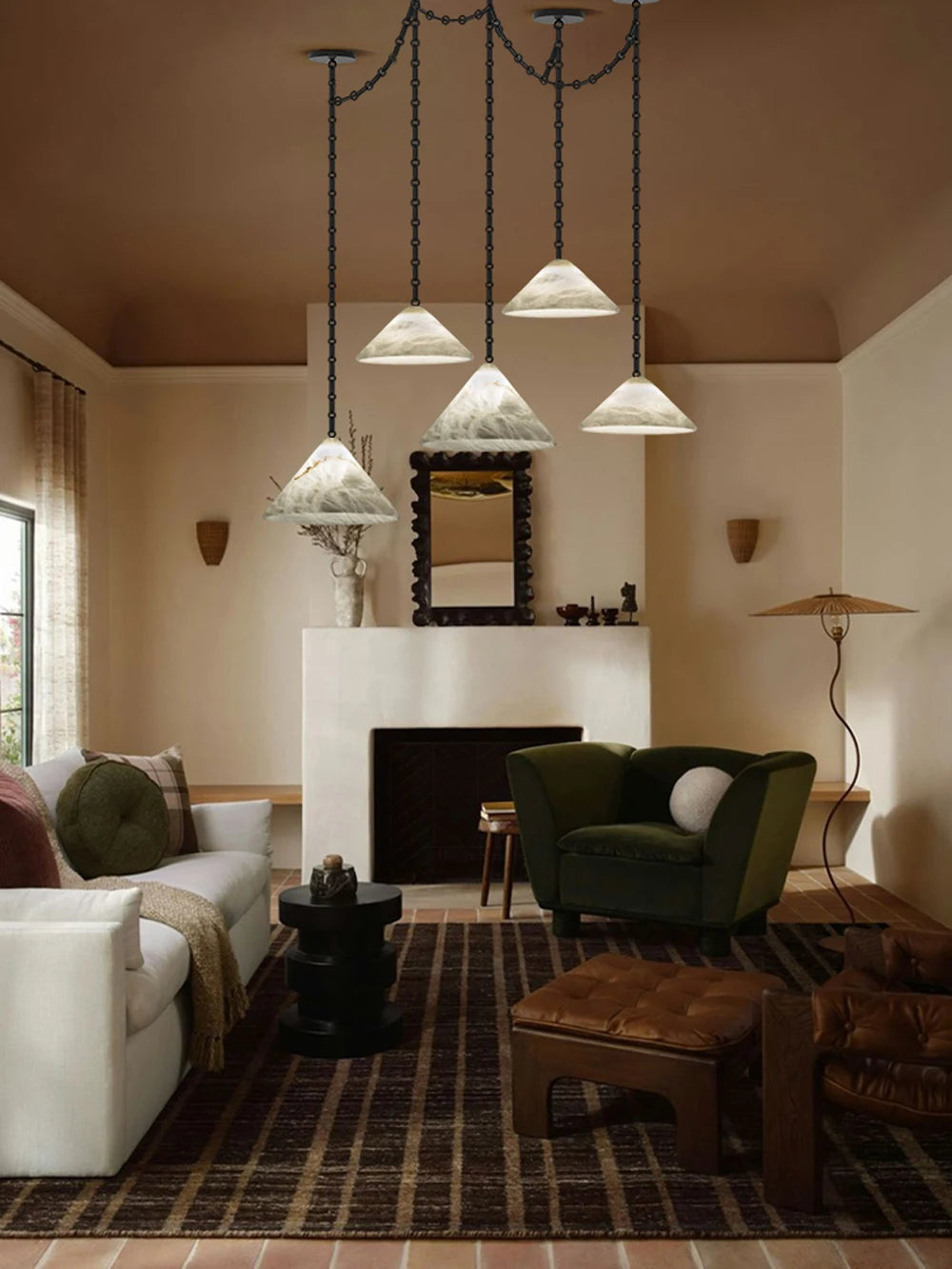 Etna Alabaster Pendant Light with Chain