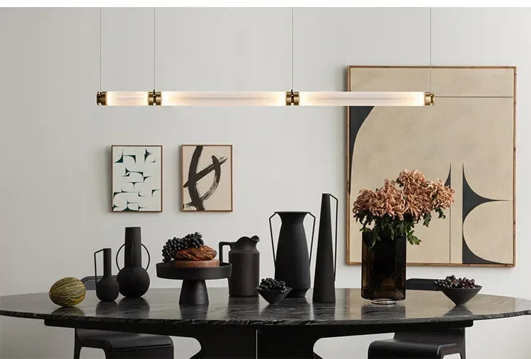 Italian Flute Linear Tube Glass Chandelier