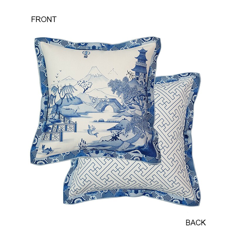 Blue Chinoiserie Victorian Throw Pillow Case 45X45cm