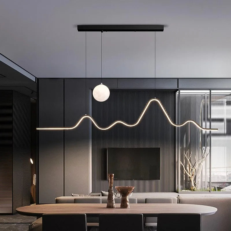 Forma Minimalist Arc LED Pendant Light with One Globe