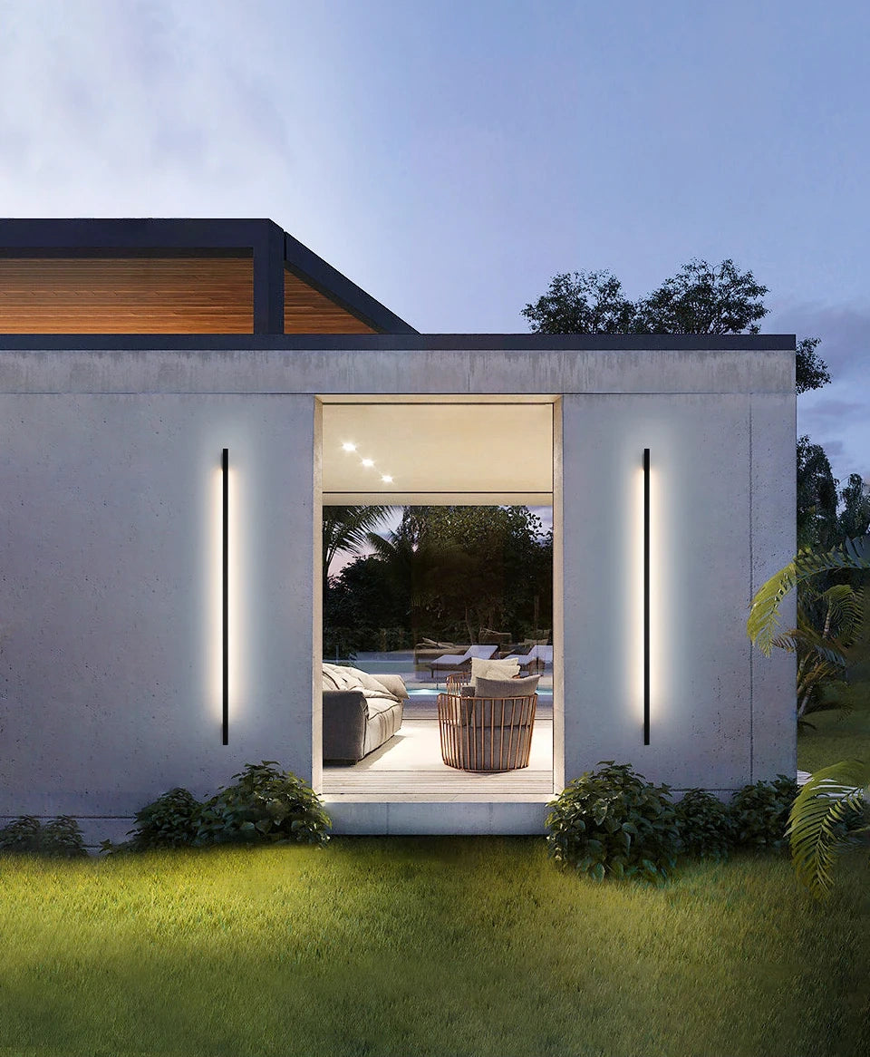 Minimalist Slim Black Waterproof LED Wall Light