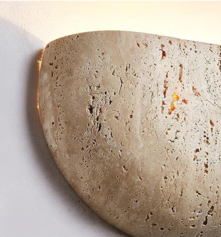 Matera Half Moon Travertine Wall Sconce