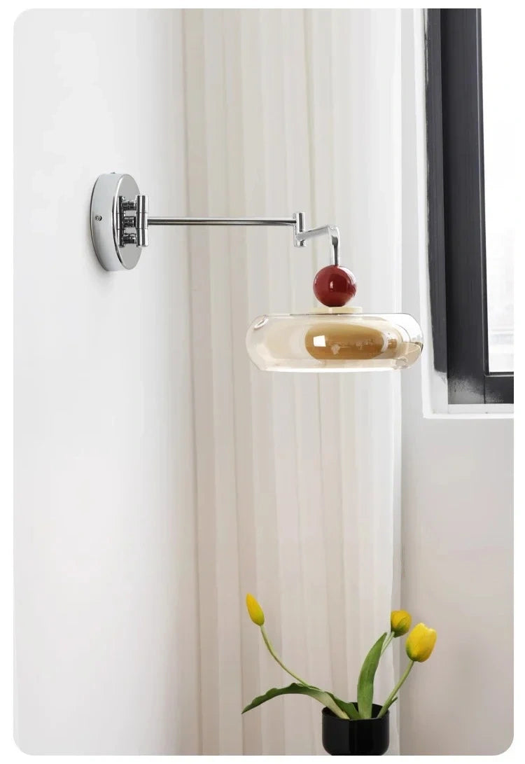 Marcella Amber Glass Adjustable Swing Arm Wall Sconce