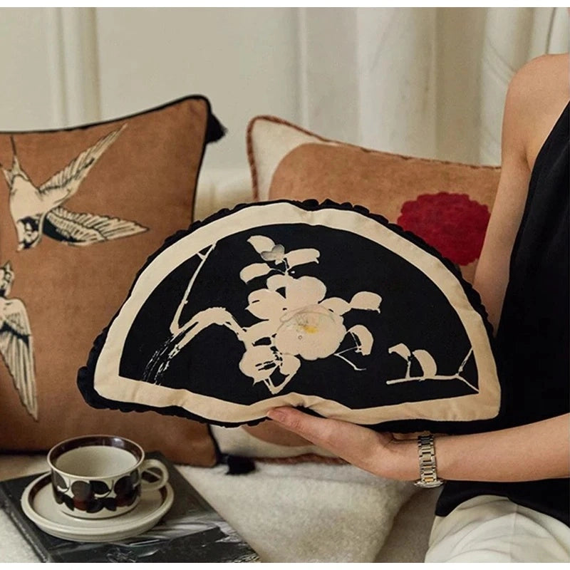 Oriental Retro Bird Cushion Cover with Tassels