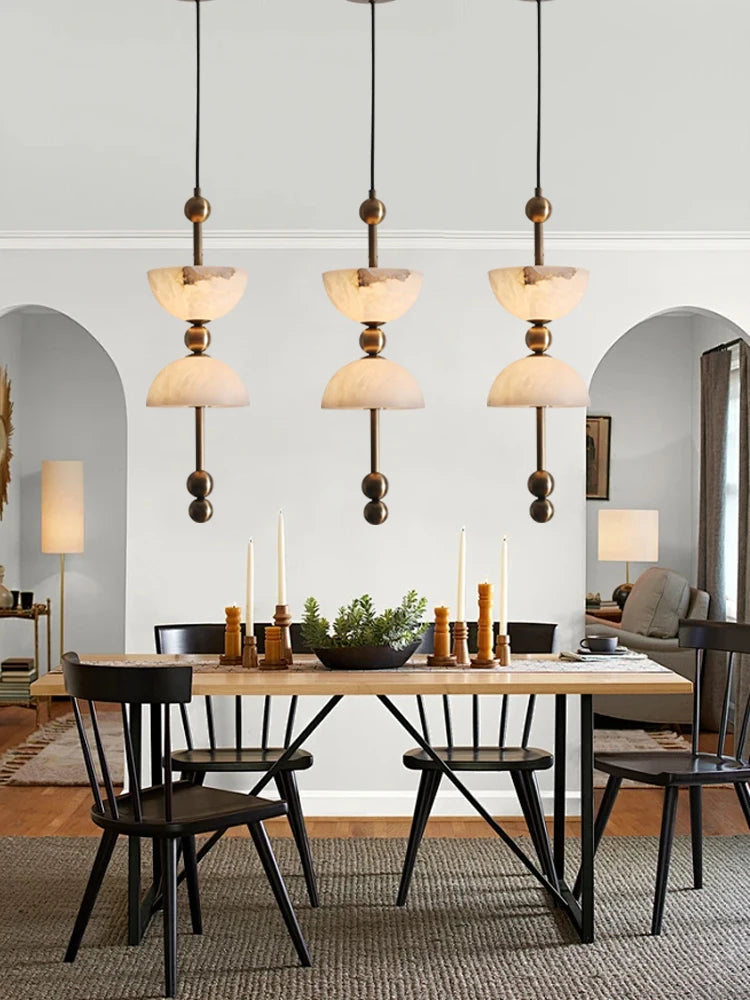 Celeste Double Dome Alabaster Pendant Light