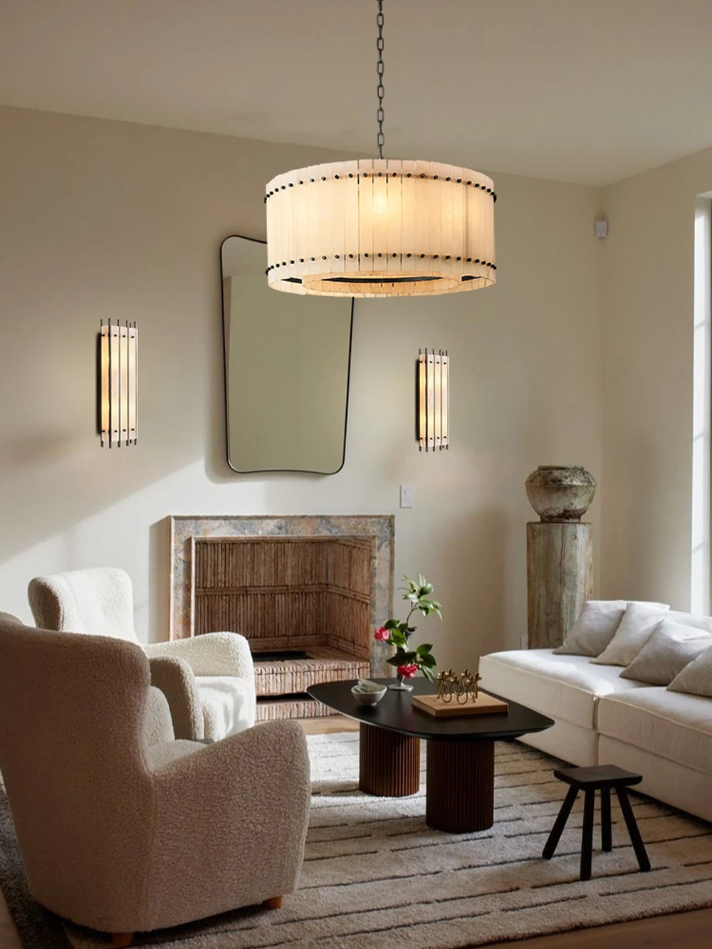 Mallory Alabaster Wall Sconce, Dimmable