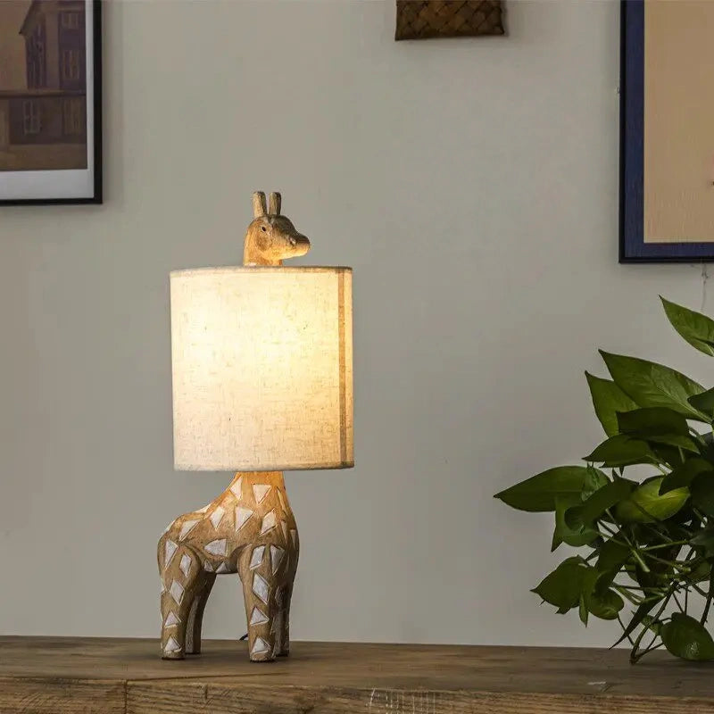 Fable Animal & Moon Wood Table Lamp